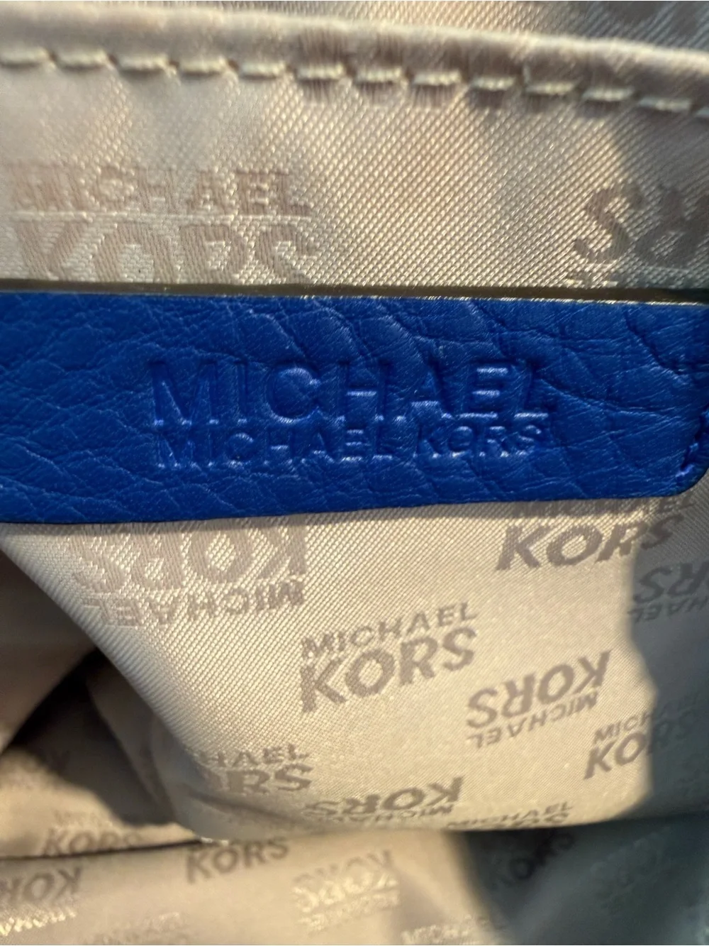 Michael Kors Cobalt Blue Large Hamilton Satchel, Crossbody Strap Gold Hardware.